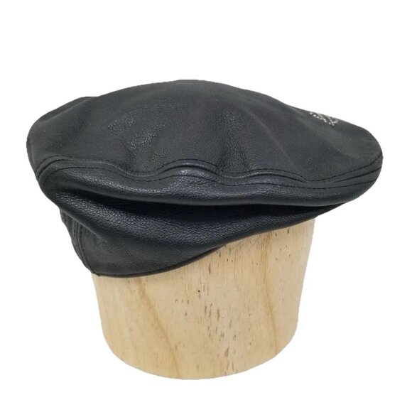 Harley-Davidson Black Debossed Willie G Skull Leather Cap Sz Small Bedazzled - Picture 5 of 11